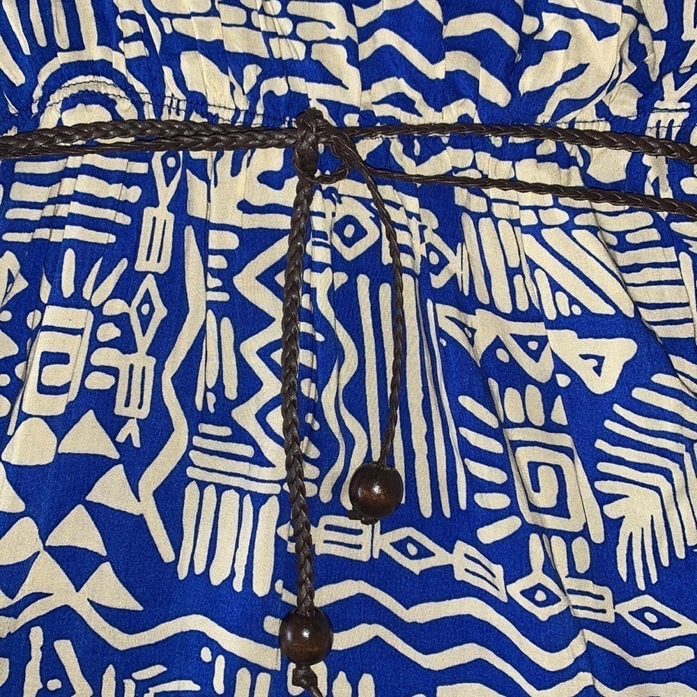 NWT Francesca’s Cobalt and Taupe One Shoulder Belted Mini Dress with Pockets M - Picture 5 of 6